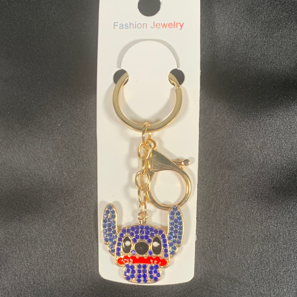 Super cute rhinestone stitch keychain